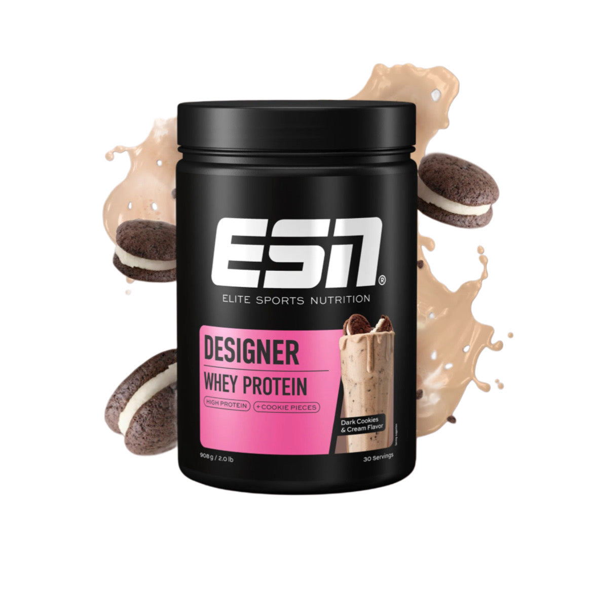 esn whey protein dark cookies cream flavor 908g beutel von gymdoc